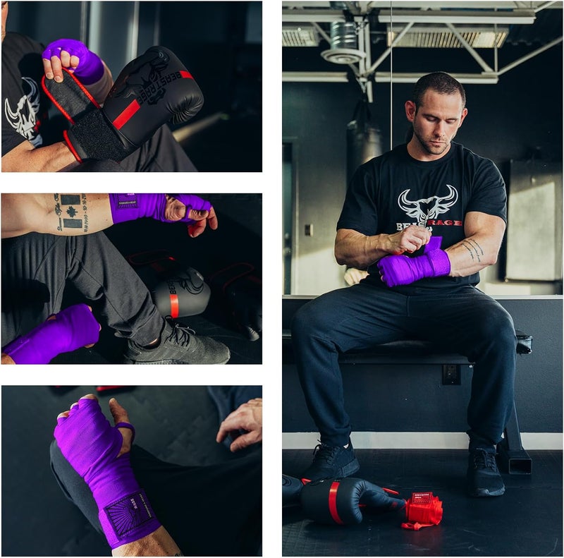 BEAST RAGE Boxing Hand Wraps for MMA Kickboxing Wrist Wraps Professional Adult 180" Semi-Elastic Martial Arts Inner Gloves Heavy Bag Handwraps Muay Thai Thumb Straps - Image 4